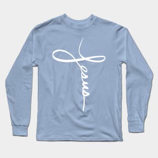 Jesus Handwritten Cross Long Sleeve T-Shirt